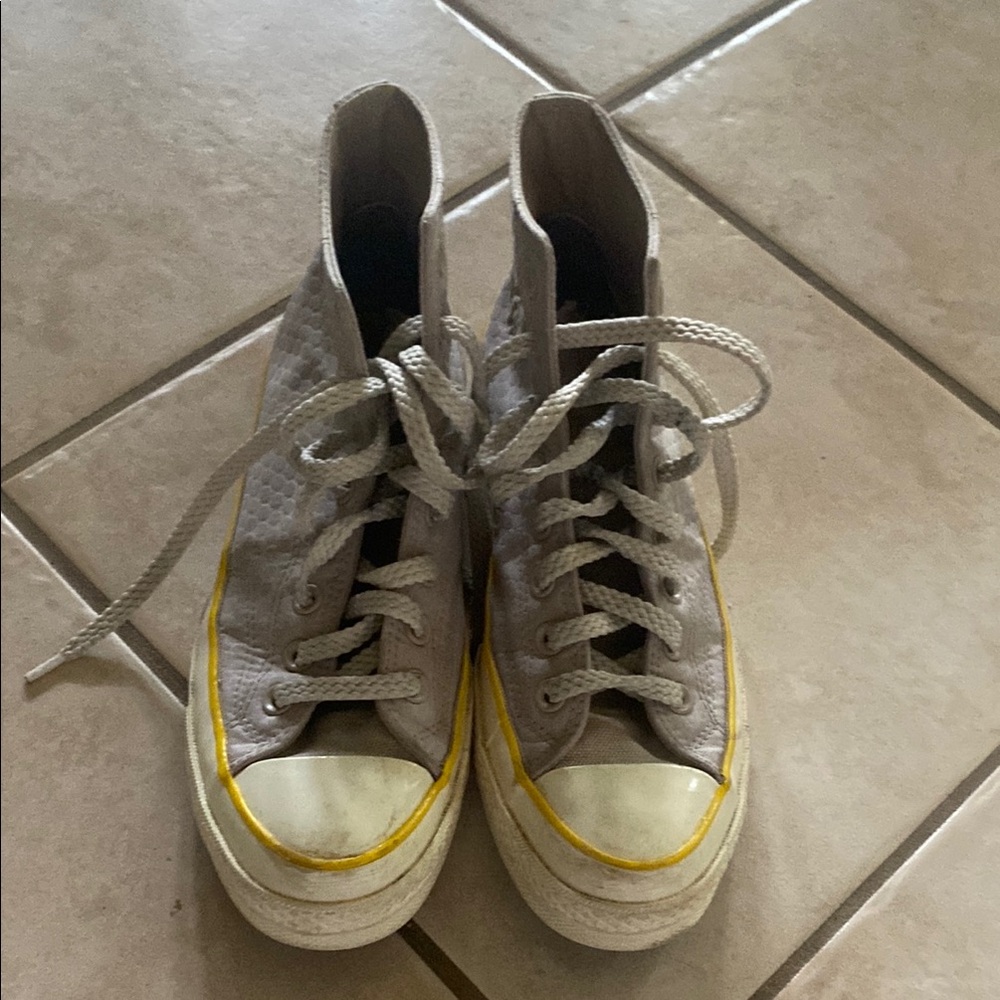 Converse Gray High-Tops with Yellow Accent